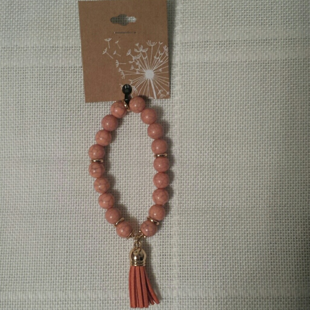 New Coral Beaded w/ Tassel Bohemian Style Bracelet